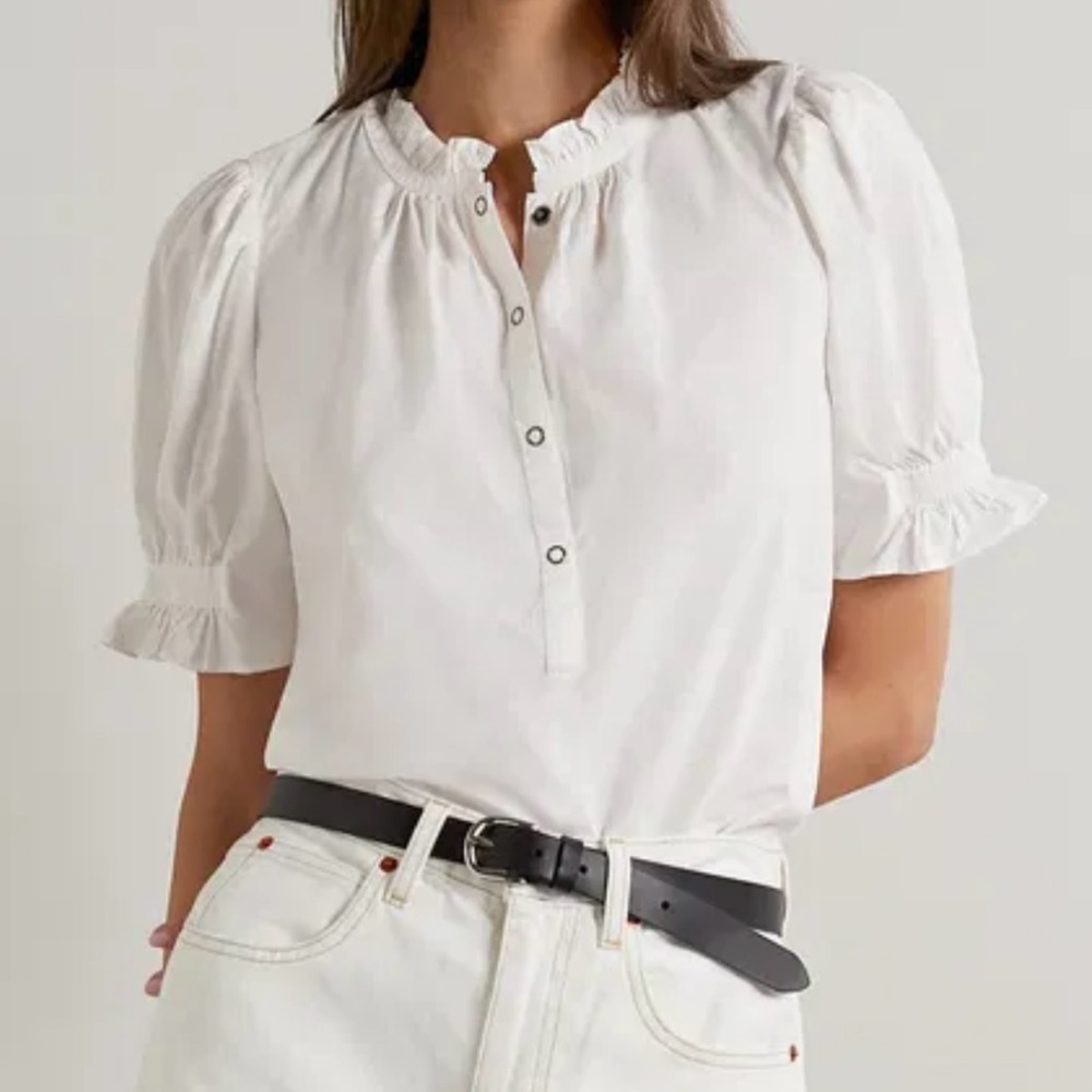 Apiece Apart Ruffled White Blouse
